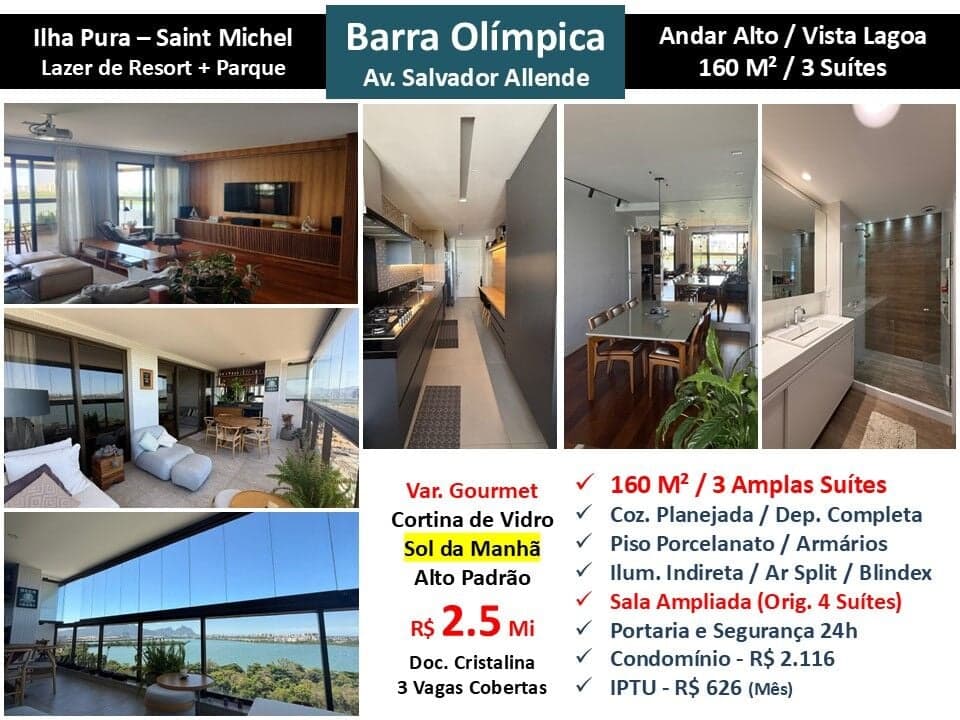 Apto Barra da Tijuca Ilha Pura Saint Michel 160M²