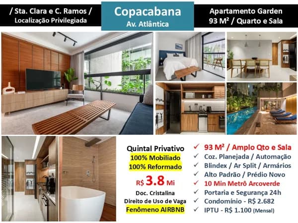 Apto Copacabana Praia Atlântica 93M² Garden
