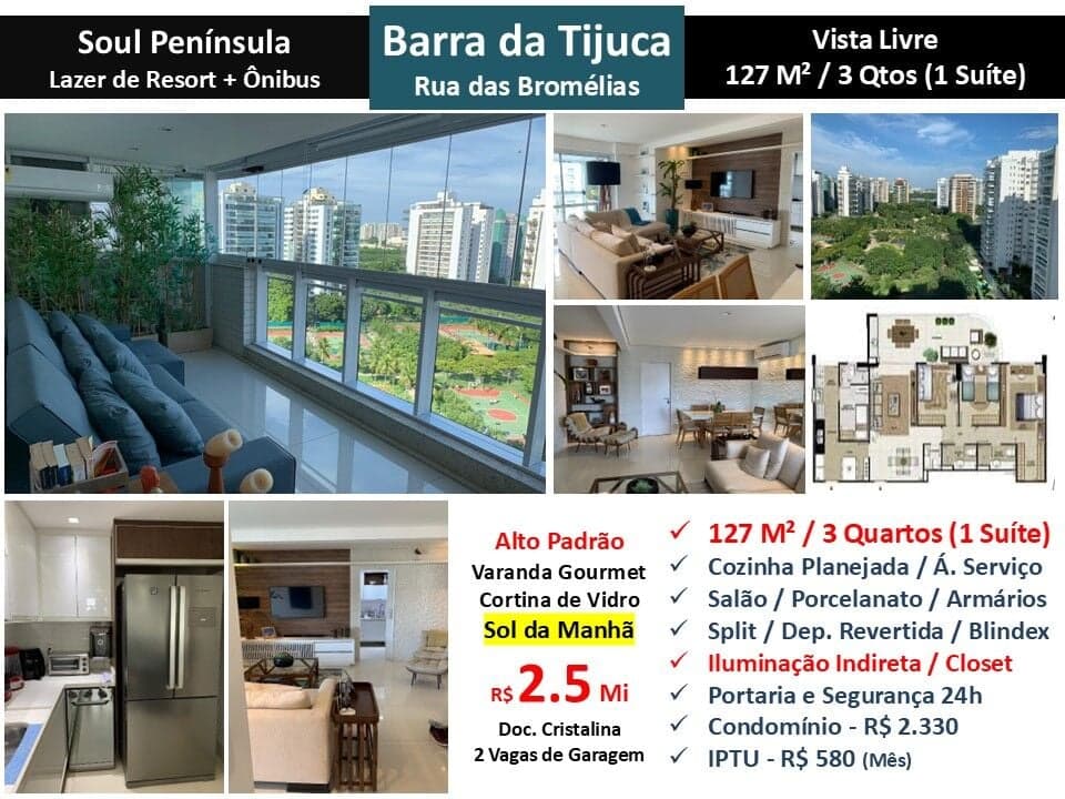 Apto Barra da Tijuca Peninsula Soul 127M²