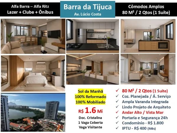 Apto Barra da Tijuca Praia Alfa Barra Alfa Ritz 80M²