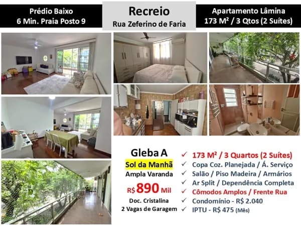 Apto Recreio Gleba A Zeferino de Faria 173M²
