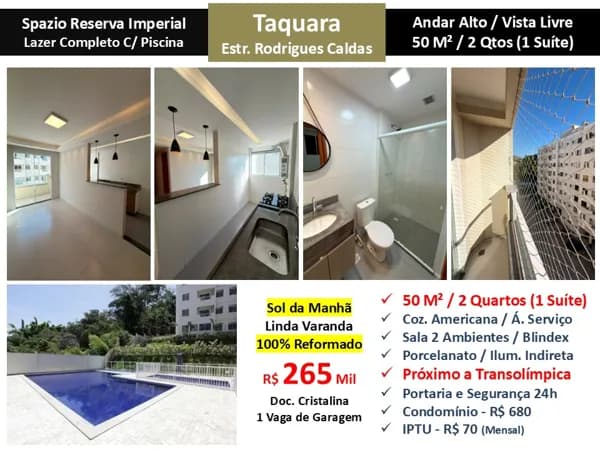 Apto JPA Taquara Spazio Reserva Imperial 50M²