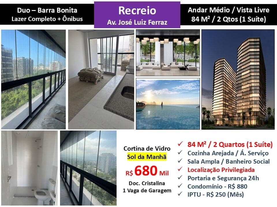 Apto Recreio Barra Bonita Duo 84M²