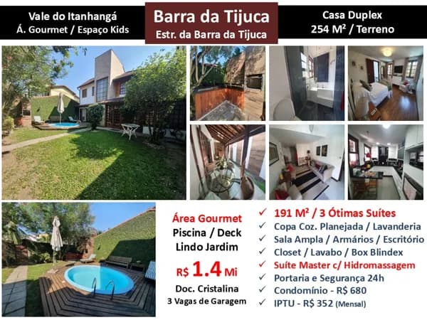 Casa Barra da Tijuca Itanhangá Vale do Itanhangá 191M²