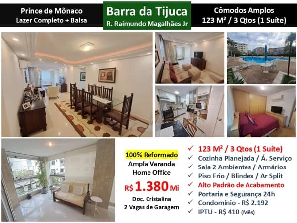 Apto Barra da Tijuca Mandala Prince de Mônaco 123M²