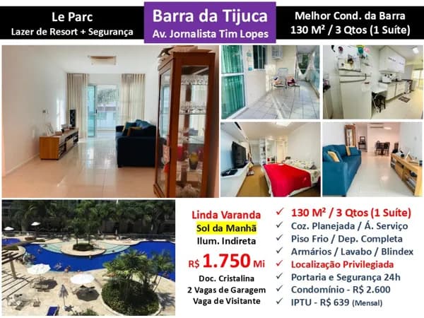 Apto Barra da Tijuca Le Parc 130M²