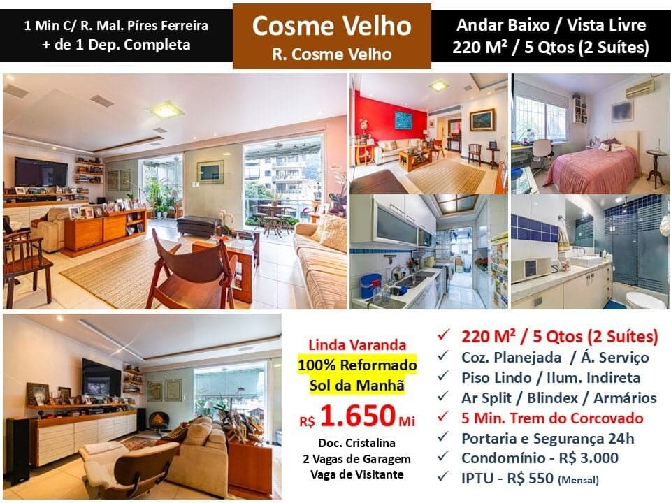 Apto Cosme Velho 220M² 2