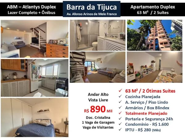 Apto Barra da Tijuca ABM Atlantys 63M²