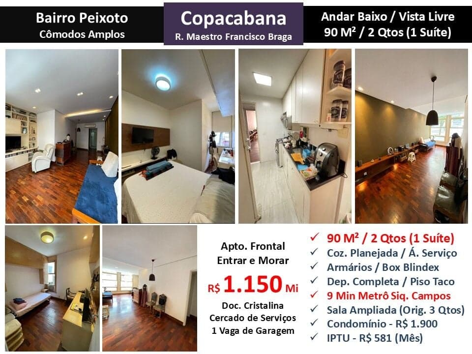 Apto Copacabana Maestro Francisco Braga 90M²