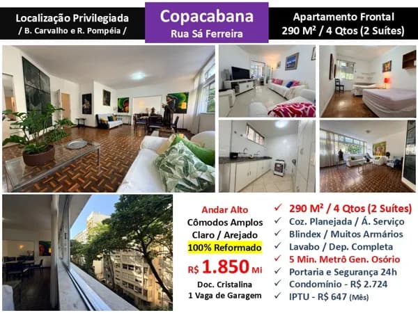 Apto Copacabana Sá Ferreira 290M²