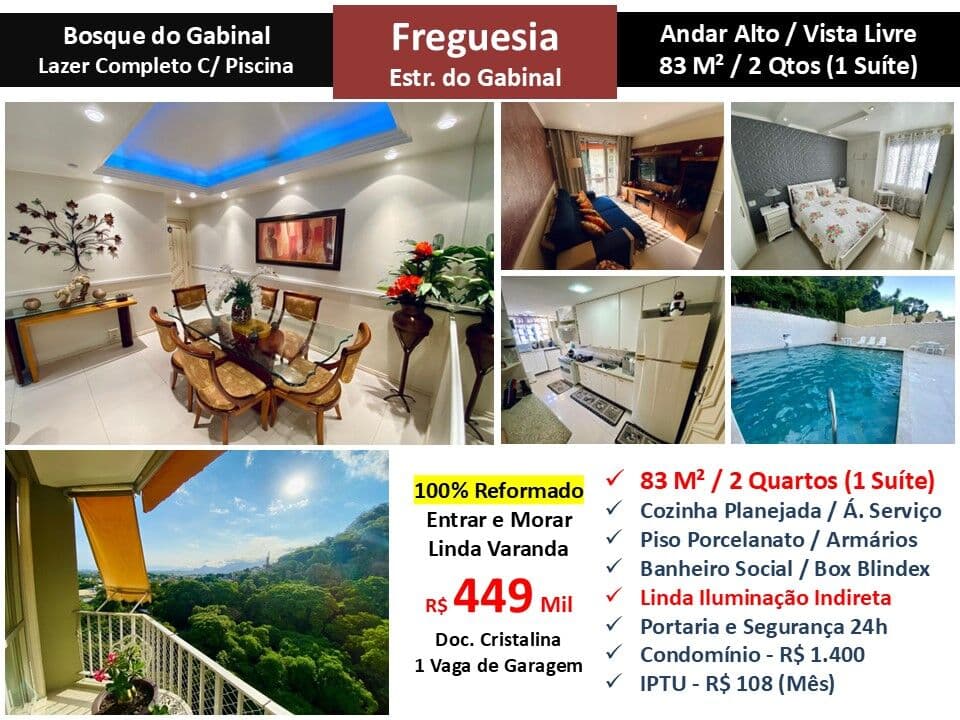 Apto JPA Freguesia Bosque do Gabinal 83M²