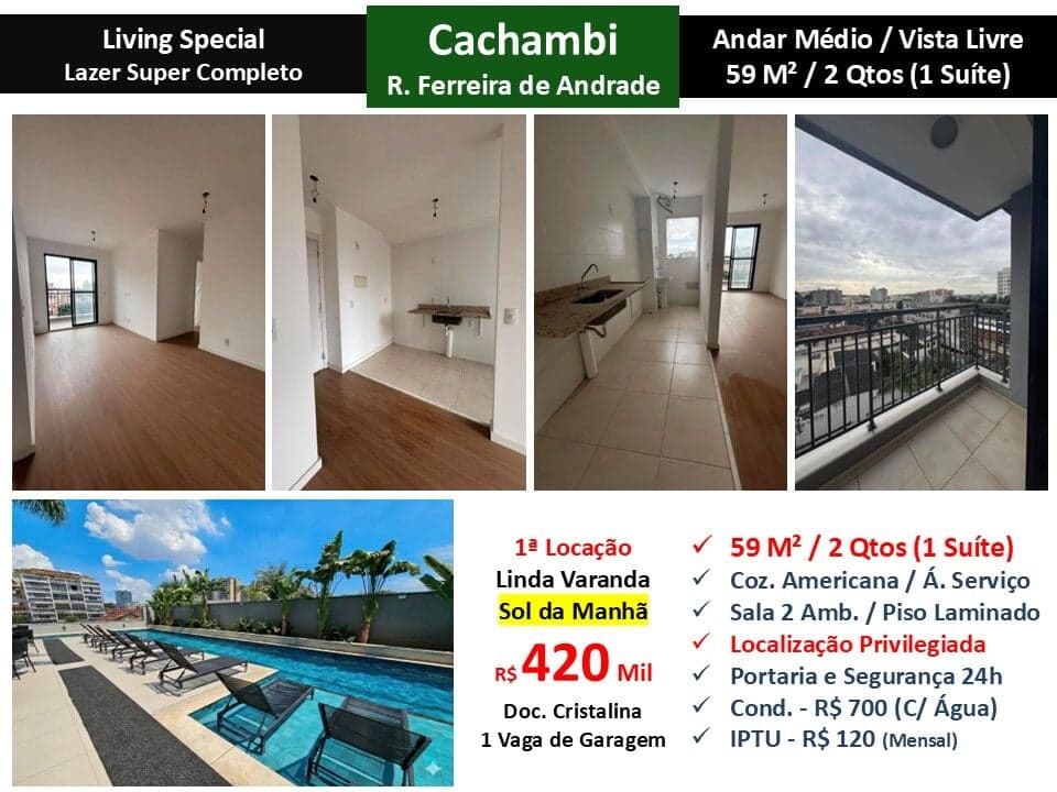 Apto Cachambi Ferreira de Andrade Living Special 59M²