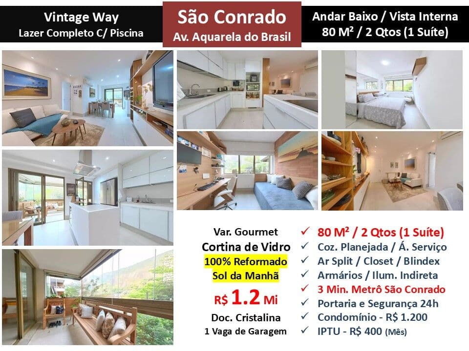 Apto São Conrado Vintage Way 80M²