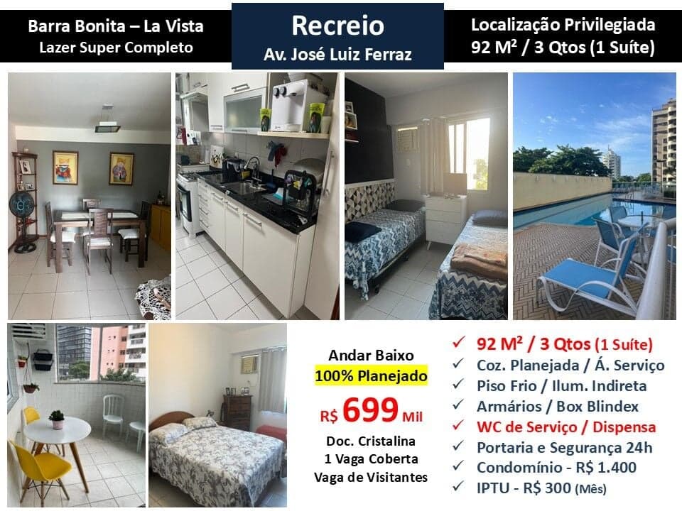 Apto Recreio Barra Bonita La Vista 92M²