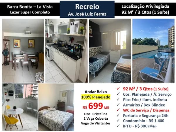 Apto Recreio Barra Bonita La Vista 92M²