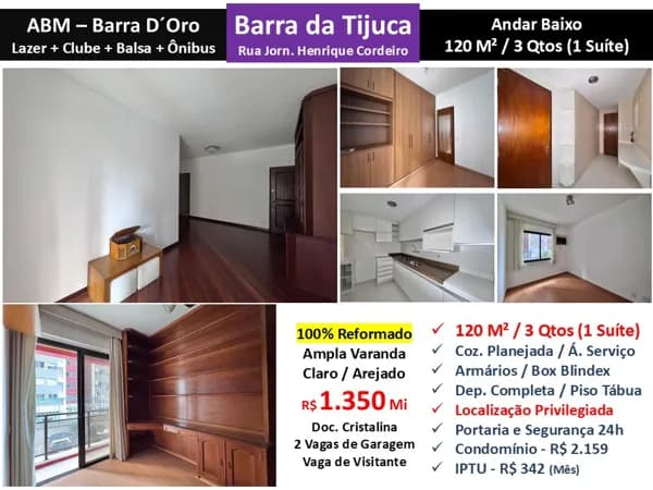 Apto Barra da Tijuca ABM Barra Doro 120M²