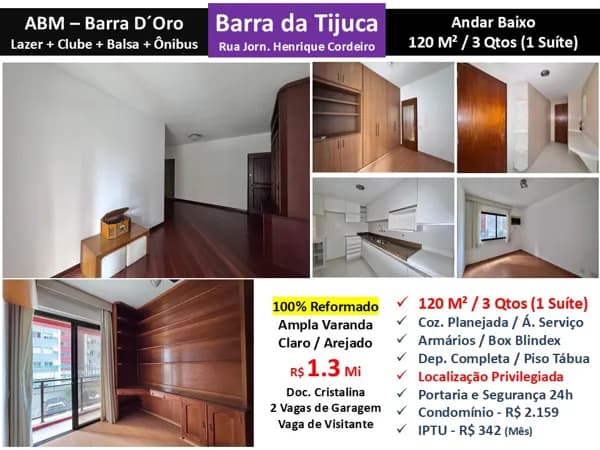 Apto Barra da Tijuca ABM Barra Doro 120M²