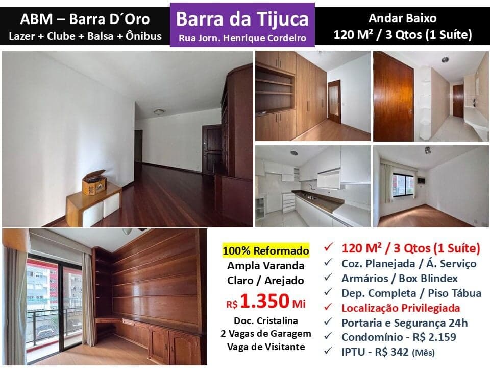 Apto Barra da Tijuca ABM Barra Doro 120M²