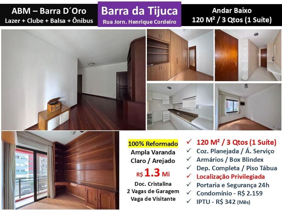 Apto Barra da Tijuca ABM Barra Doro 120M²