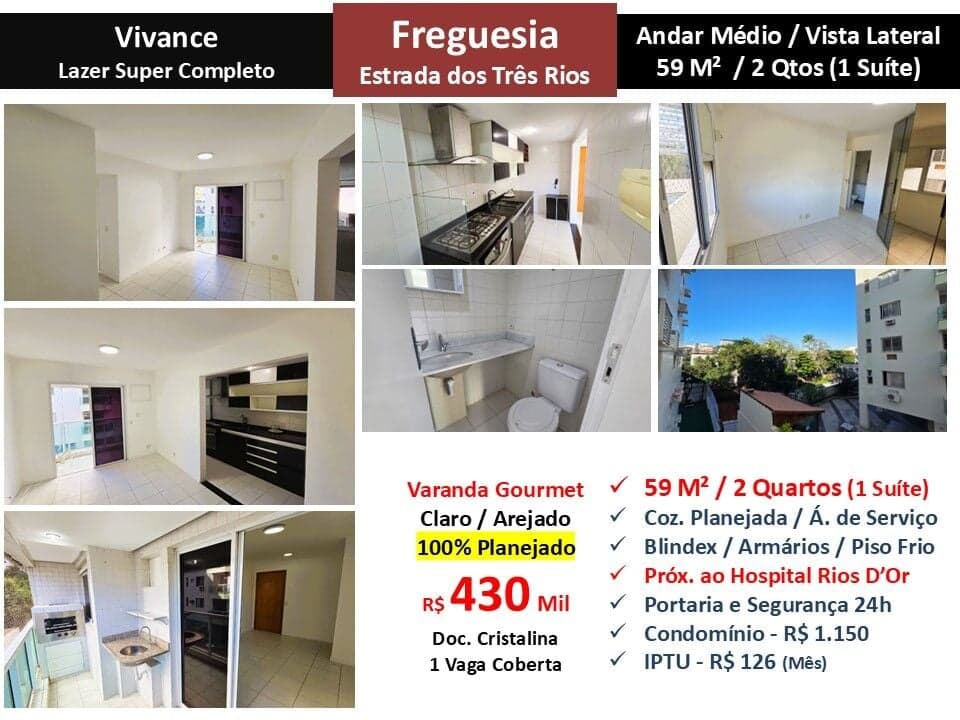 Apto JPA Freguesia Três Rios Vivance 59M²