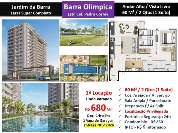 Apto Barra Olímpica Jardim da Barra 60M²