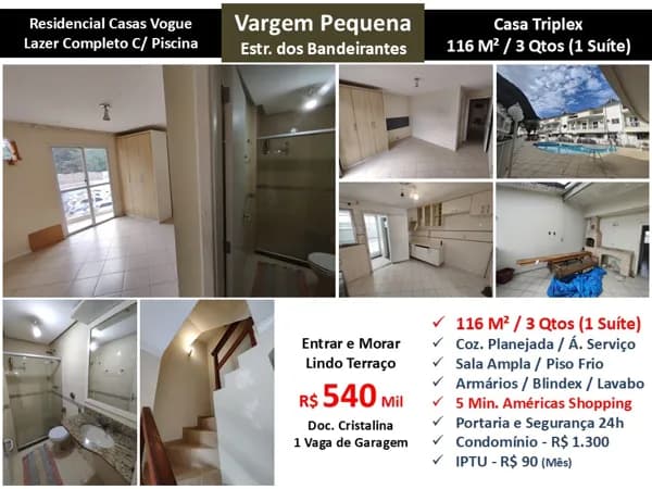 Casa Vargem Pequena Residencial Casas Vogue 116M²