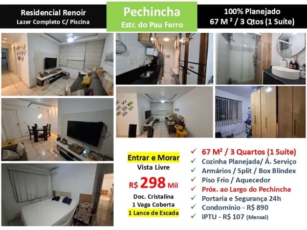 Apto JPA Pechincha Renoir 67M²