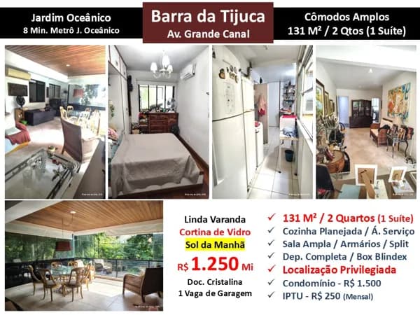 Apto Barra da Tijuca JO Grande Canal 131M²
