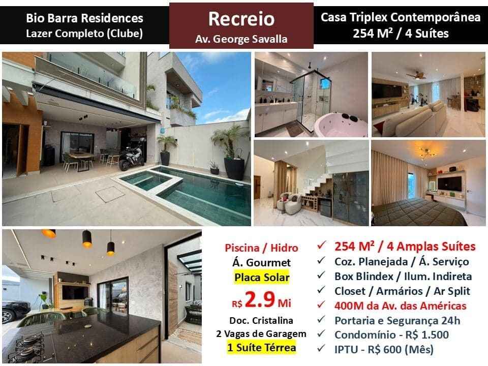 Casa Recreio Bio Barra Residences 254M²