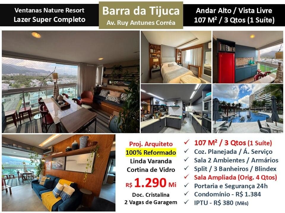 Apto Barra da Tijuca Ventanas 107M²