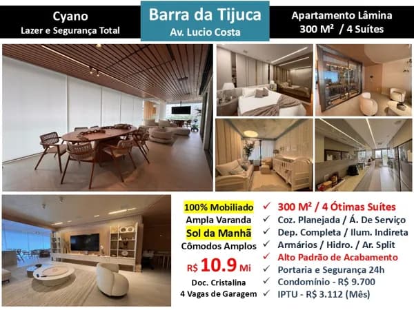 Apto Barra da Tijuca Praia Cyano 300M²