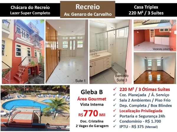 Casa Recreio Gleba B Chácara Recreio 220M²