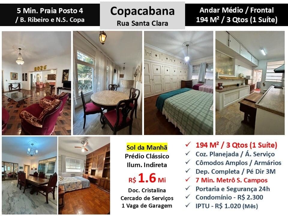 Apto Copacabana Santa Clara 194M²