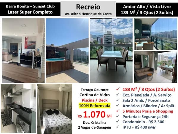 Cob Recreio Barra Bonita Sunset 183M²