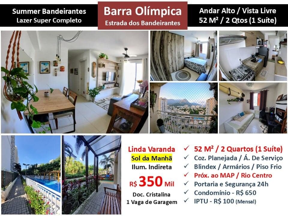 Apto Barra Olímpica Summer Bandeirantes 52M²