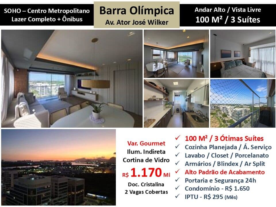 Apto Barra da Tijuca Centro Metropolitano Soho 100M²