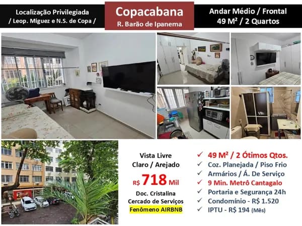 Apto Copacabana Barão de Ipanema 49M²