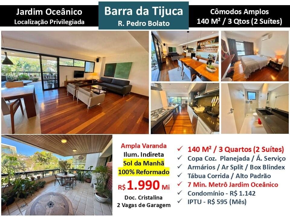 Apto Barra da Tijuca JO Pedro Bolato 140M²