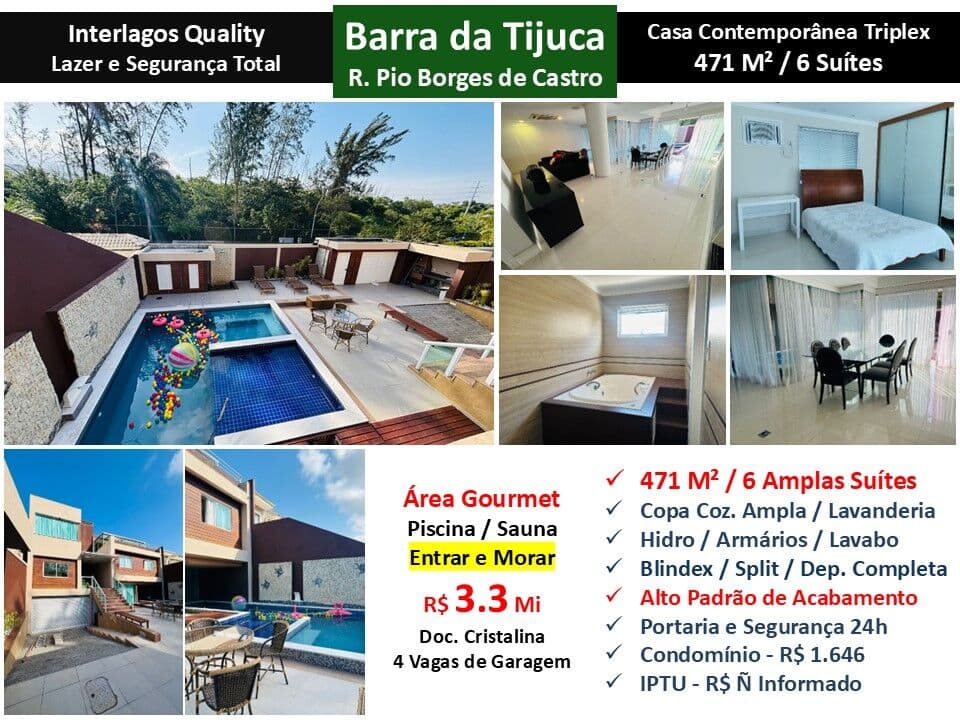 Casa Barra da Tijuca Interlagos Quality 471M²