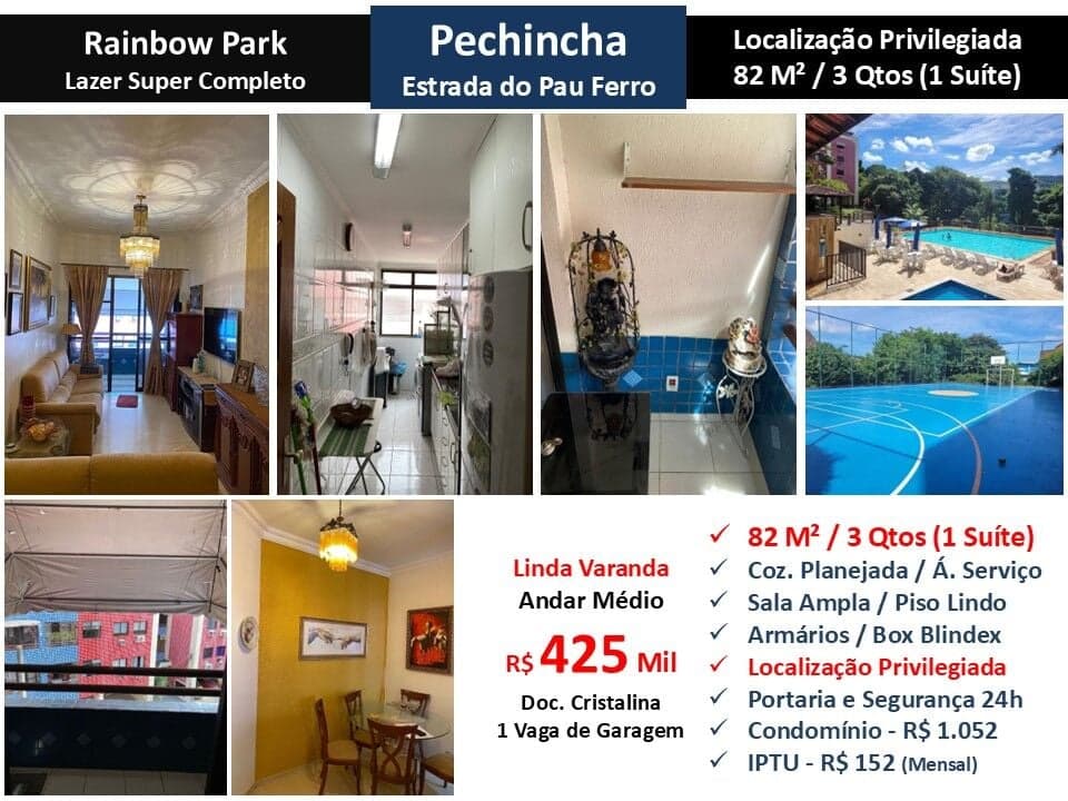 Apto JPA Pechincha Rainbow Park 82M²