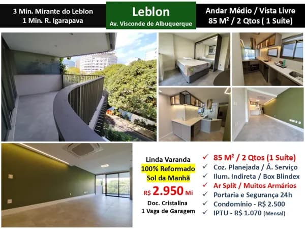 Apto Leblon Visconde de Albuquerque 85M²