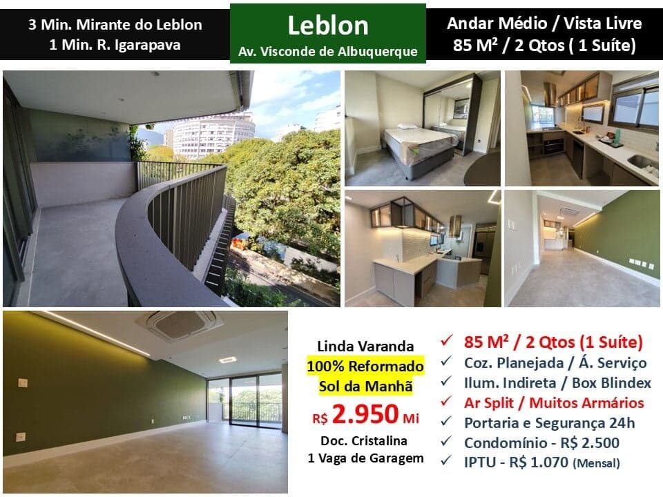 Apto Leblon Visconde de Albuquerque 85M²
