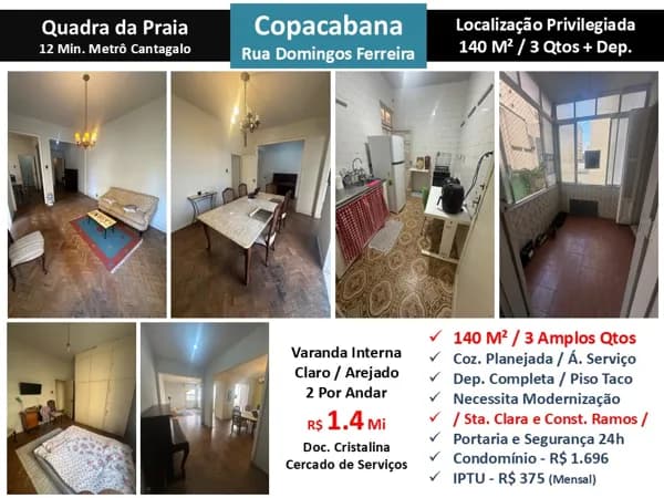 Apto Copacabana Domingos Ferreira 140M² 2