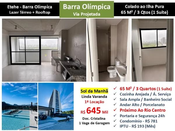Apto Barra Olímpica Etehe 65M²