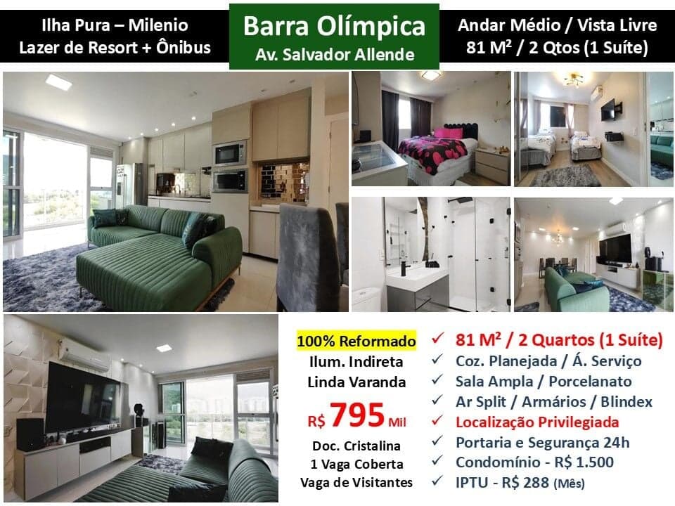 Apto Barra Olímpica Ilha Pura Milenio 81M²