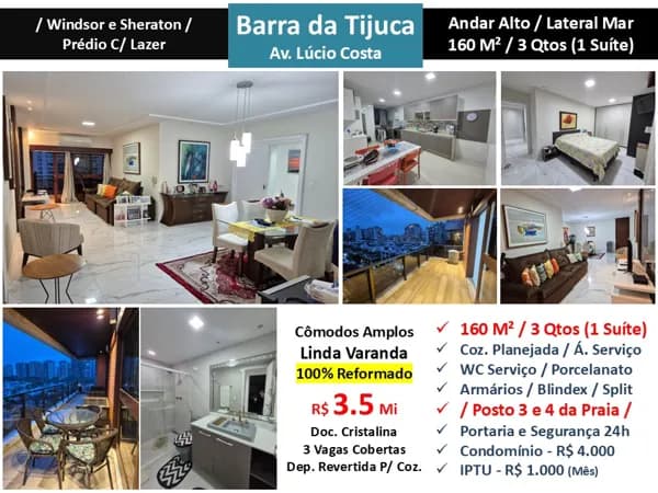 Apto Barra da Tijuca Praia 160M²