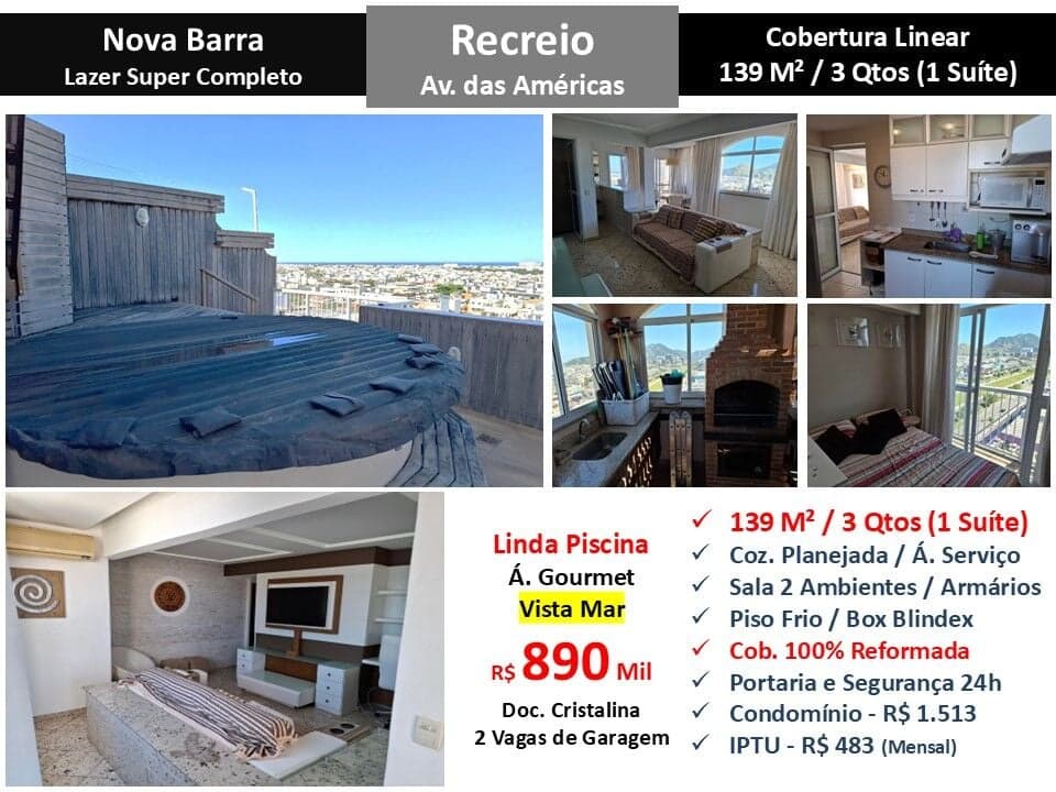 Cob Recreio Nova Barra 139M² Linear