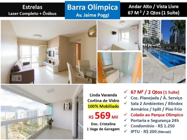 Apto Barra Olímpica Estrelas 67M²