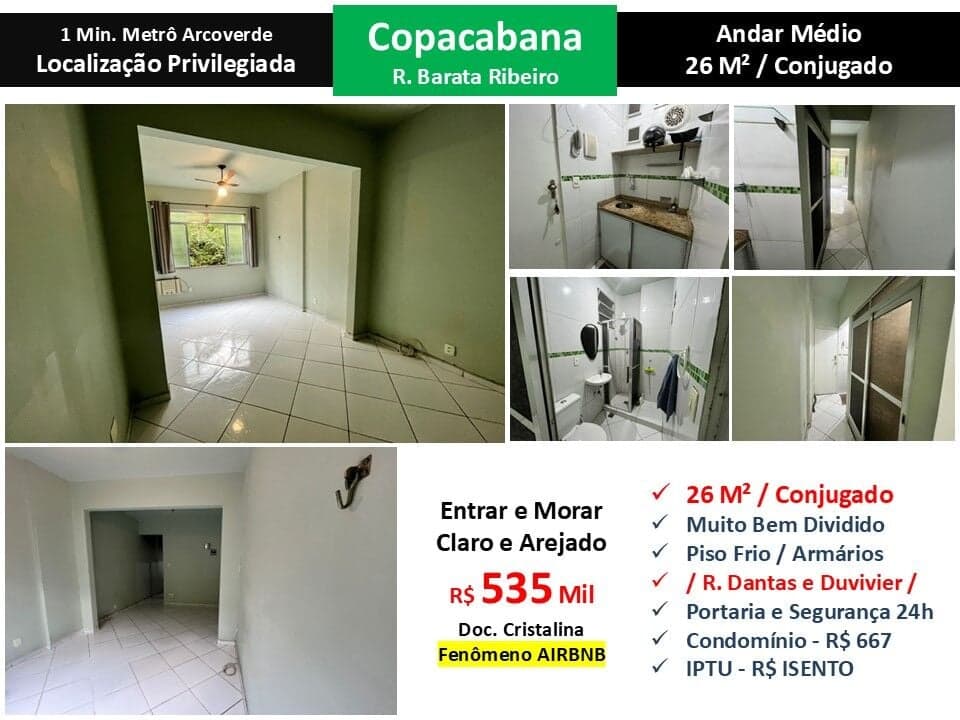Apto Copacabana Barata Ribeiro 26M² 2