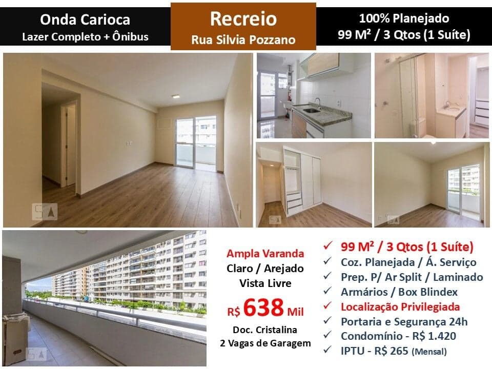 Apto Recreio Zico Onda Carioca 99M²